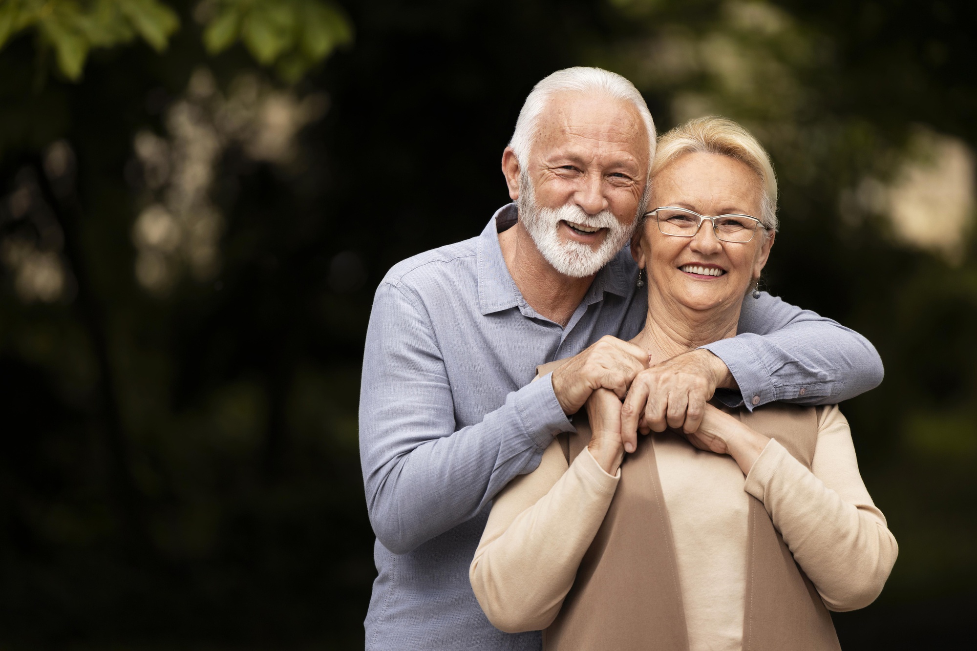 medium shot couple posing together